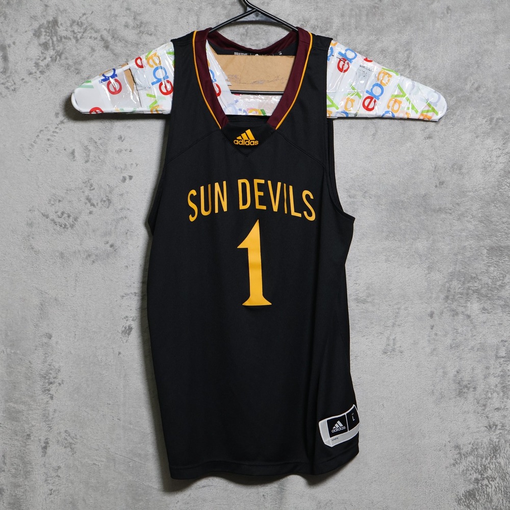 Adidas ASU Sun Devils Basketball Jersey Mens Large Black #1 Sparky NCAA Arizona